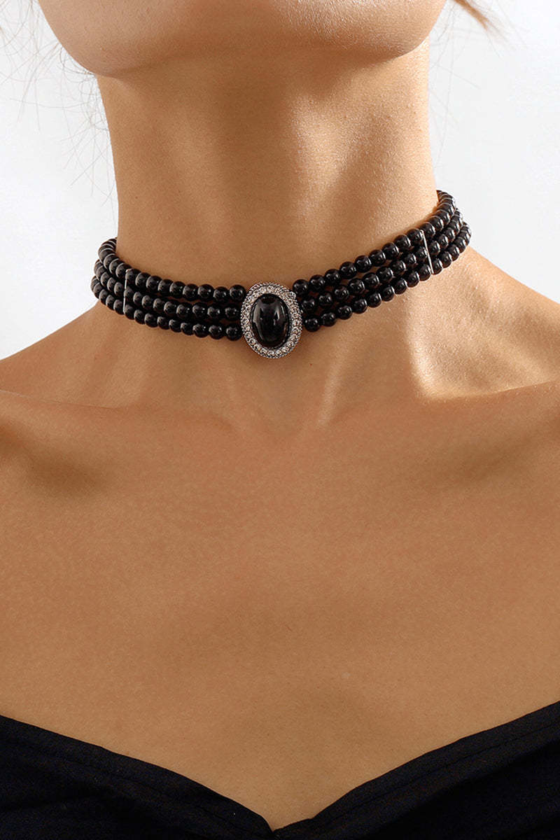 Elegant Layered Pearl Rhinestone Alloy Necklace