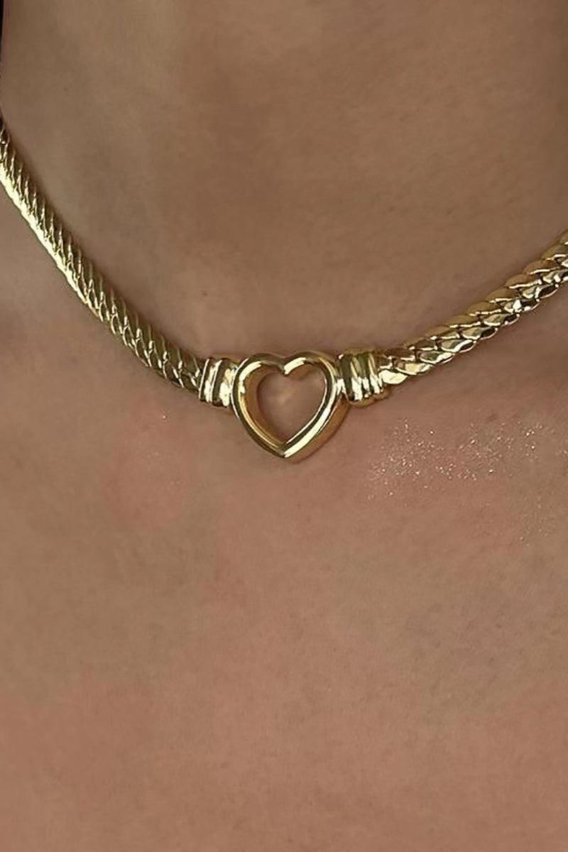 Heart Hollow Out Stainless Steel Chain Necklace