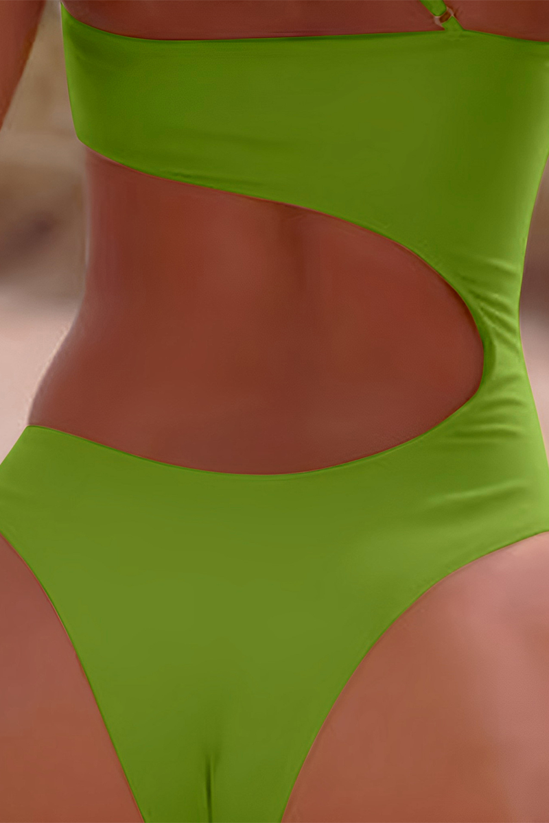 One-Shoulder Straps Ruched Asymmetric One-Piece Swimsuit-White