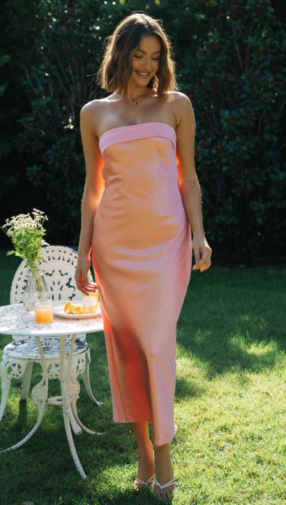 Half Open Back Sleeveless Silky Maxi Dress