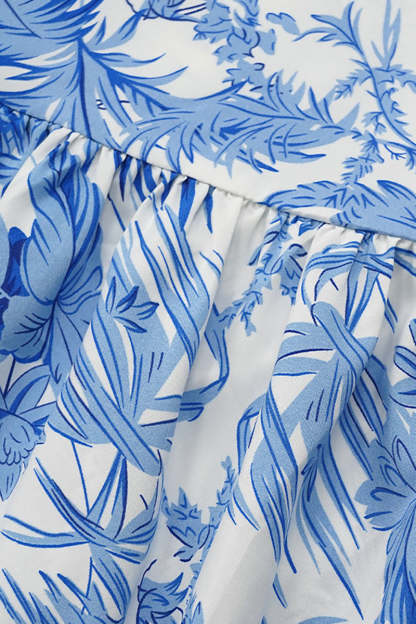 Cami Cutout Tied Up Ruched Tube Top Tiered Pleated Maxi Skirt Floral Print Vacation Matching Sets