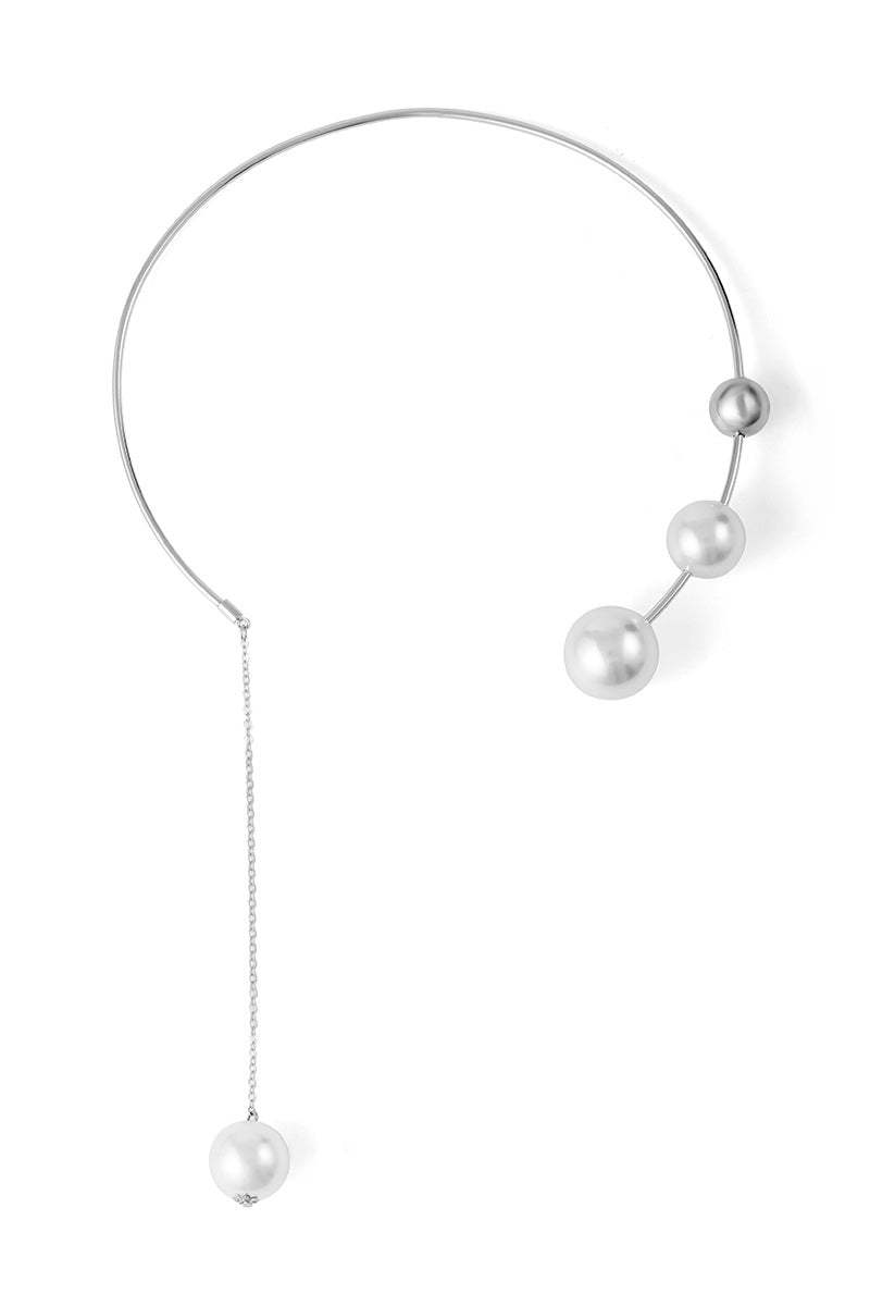 Alloy Pearl Chain Necklace Round Ring Beads Dangle Earrings