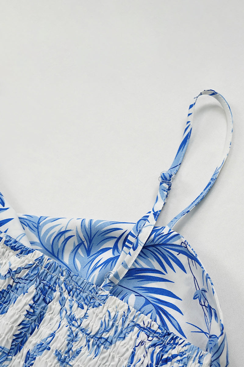 Cami Cutout Tied Up Ruched Tube Top Tiered Pleated Maxi Skirt Floral Print Vacation Matching Sets