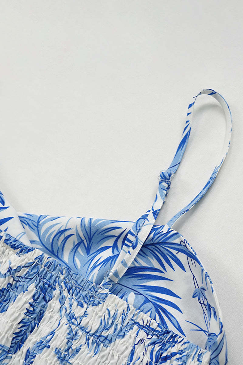 Cami Cutout Tied Up Ruched Tube Top Tiered Pleated Maxi Skirt Floral Print Vacation Matching Sets