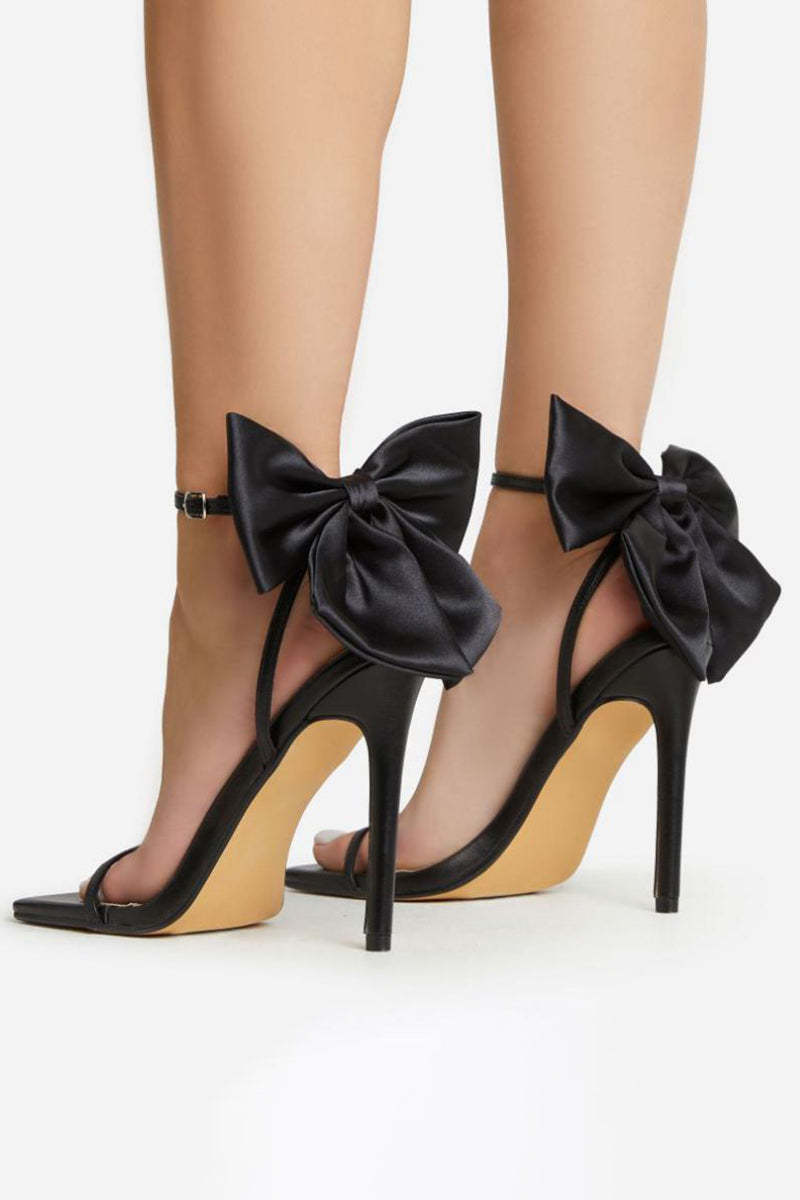 PU Leather Bow Decor Buckle High Heel Party Sandals