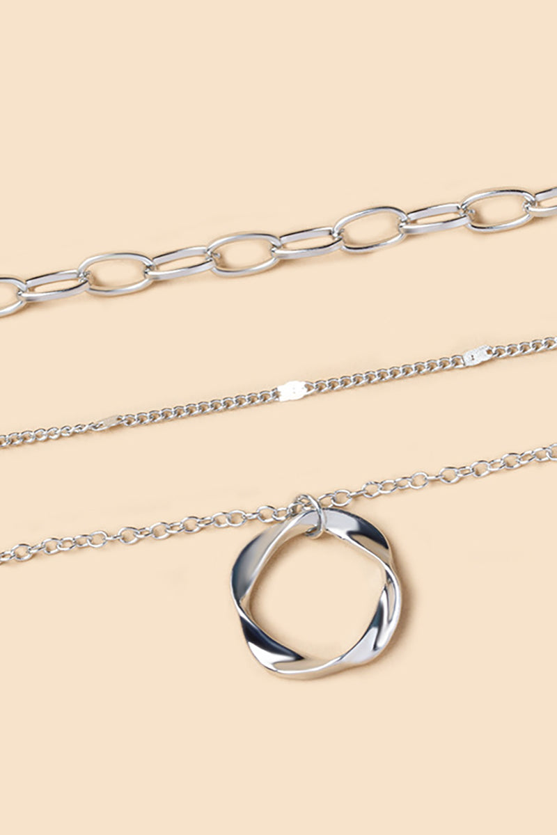 Mobius Strip Pendants Alloy Layered Necklace-Gold