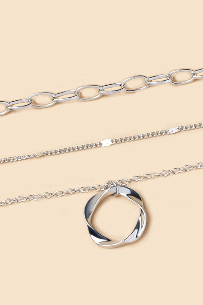 Mobius Strip Pendants Alloy Layered Necklace-Gold