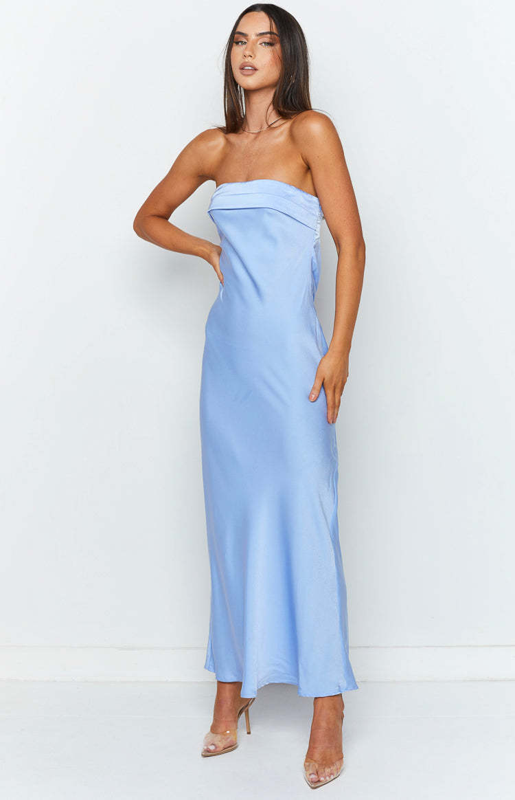 Half Open Back Sleeveless Silky Maxi Dress