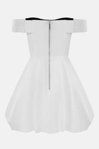 Bowknot Decor Off Shoulder Corset Party Mini Dresses-White