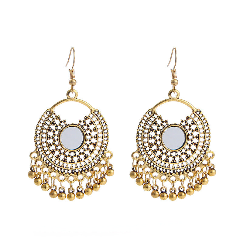 Beaded Fringe Disc Earrings