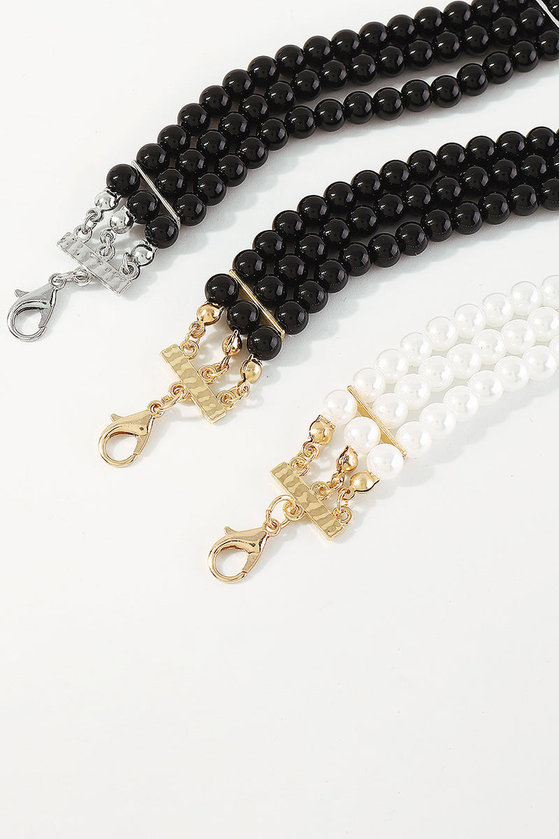 Elegant Layered Pearl Rhinestone Alloy Necklace