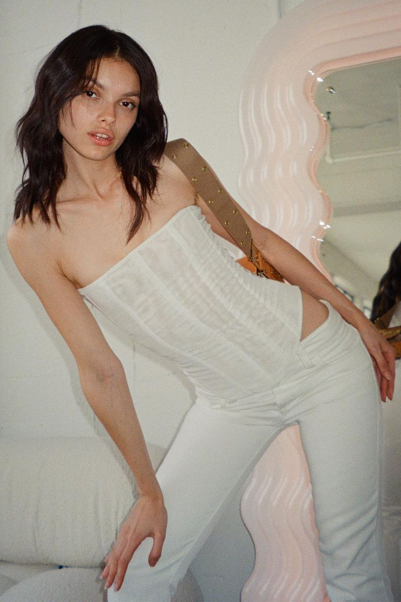 Boat Neck Strapless Cinch Waist Mesh Corset-Khaki