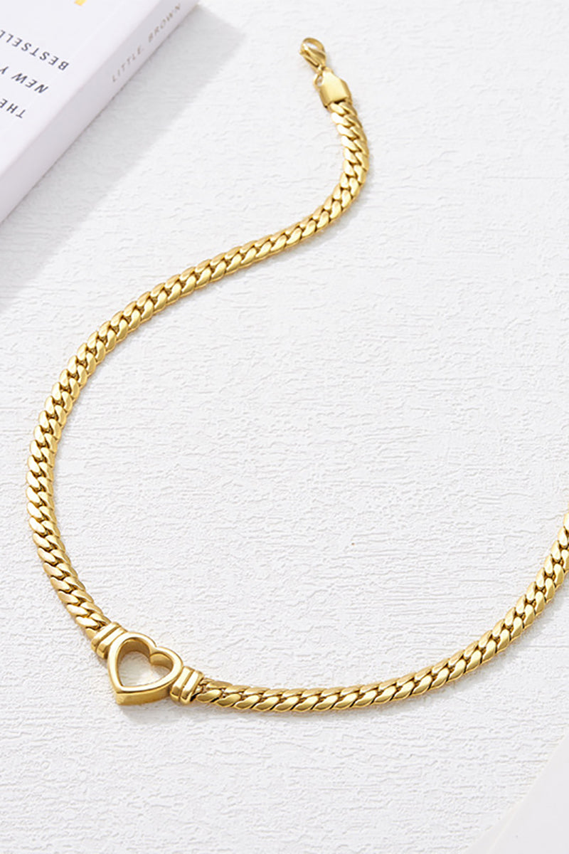Heart Hollow Out Stainless Steel Chain Necklace