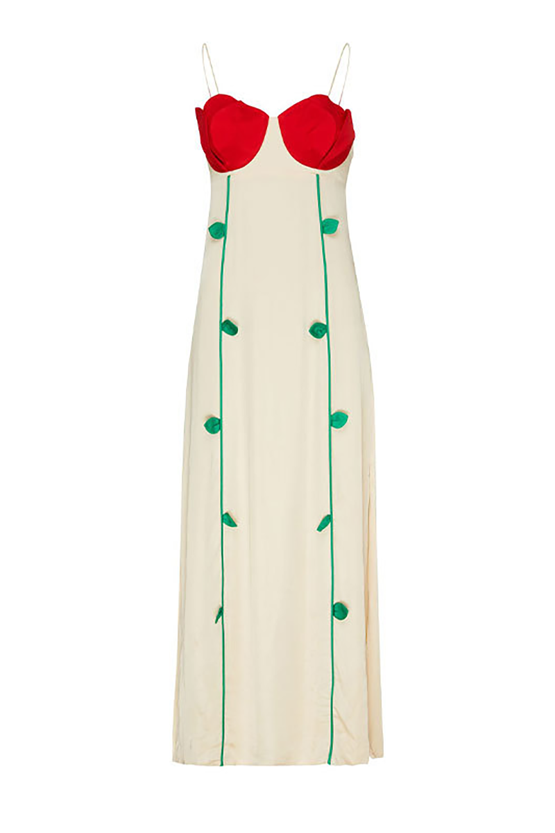 Colorblock Slim Fit Spaghetti Strap Maxi Dresses-Beige