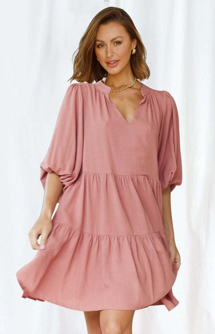 Relaxed Fit Flowy Ｍini Dress