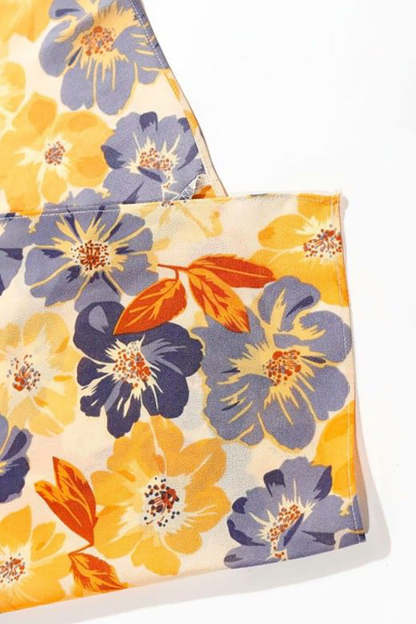 Vacation Irregular Neck Tied Up Cami A-line Floral Print High Slit Midi Dresses