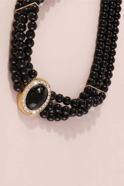 Elegant Layered Pearl Rhinestone Alloy Necklace