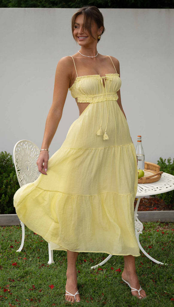 Tied Up Backless Ruched Tiered Pleated Slip Maxi Dress