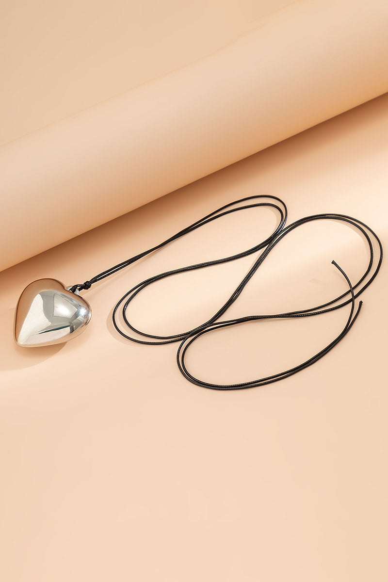 Alloy Heart Pendant Decor String Tied Up Necklace