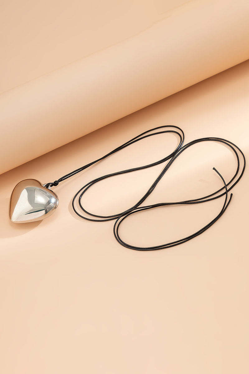 Alloy Heart Pendant Decor String Tied Up Necklace