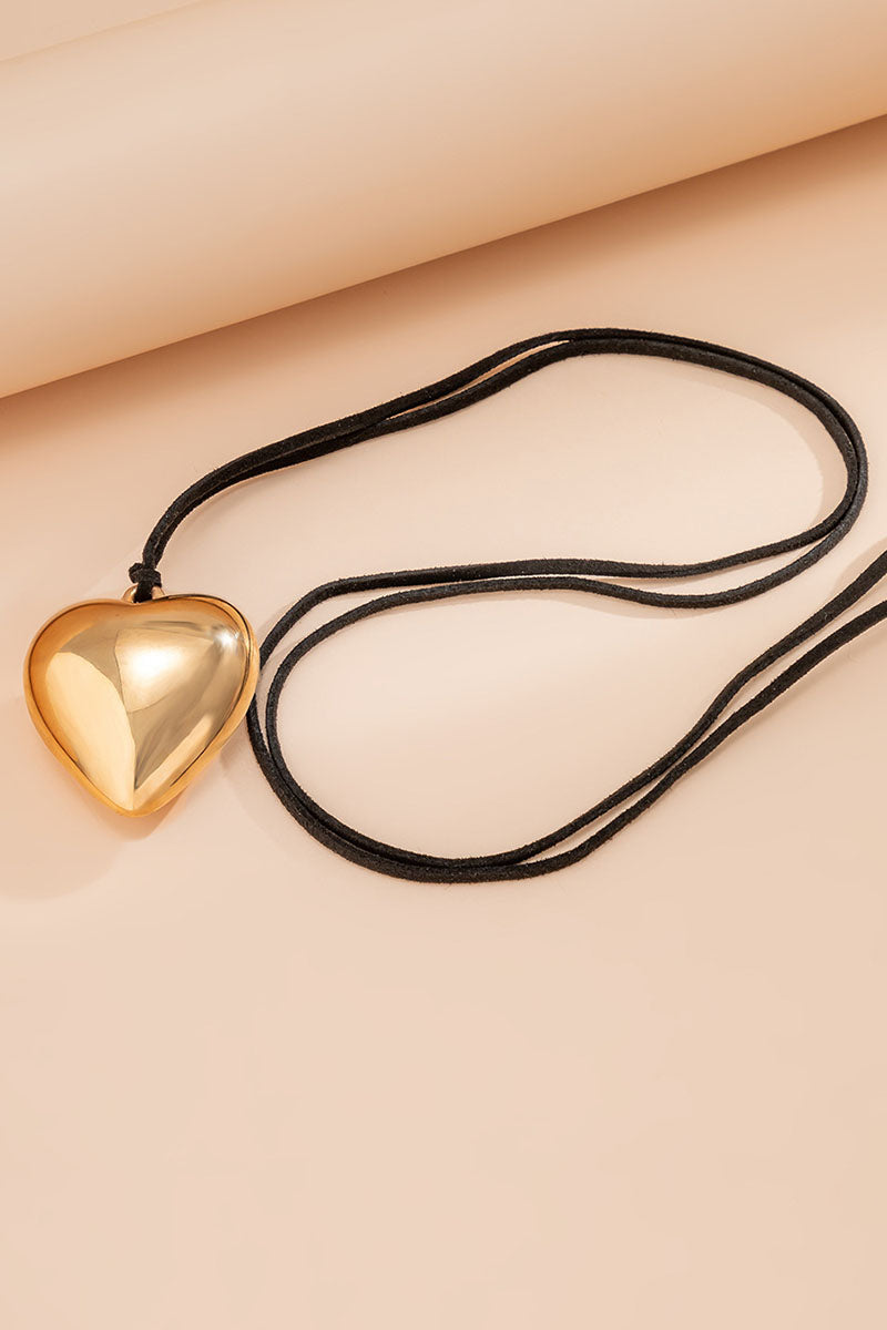 Alloy Heart Pendant Decor String Tied Up Necklace