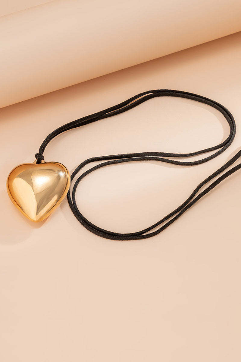 Alloy Heart Pendant Decor String Tied Up Necklace