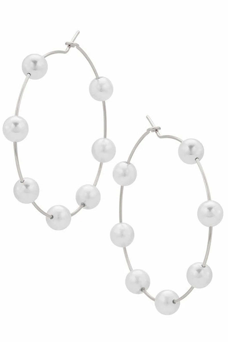 Pearls Decor Oversized Hoop Earrings-Gold1