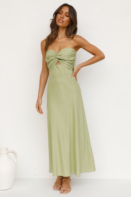 Strapless Backless Vacation Maxi Dresses - Green