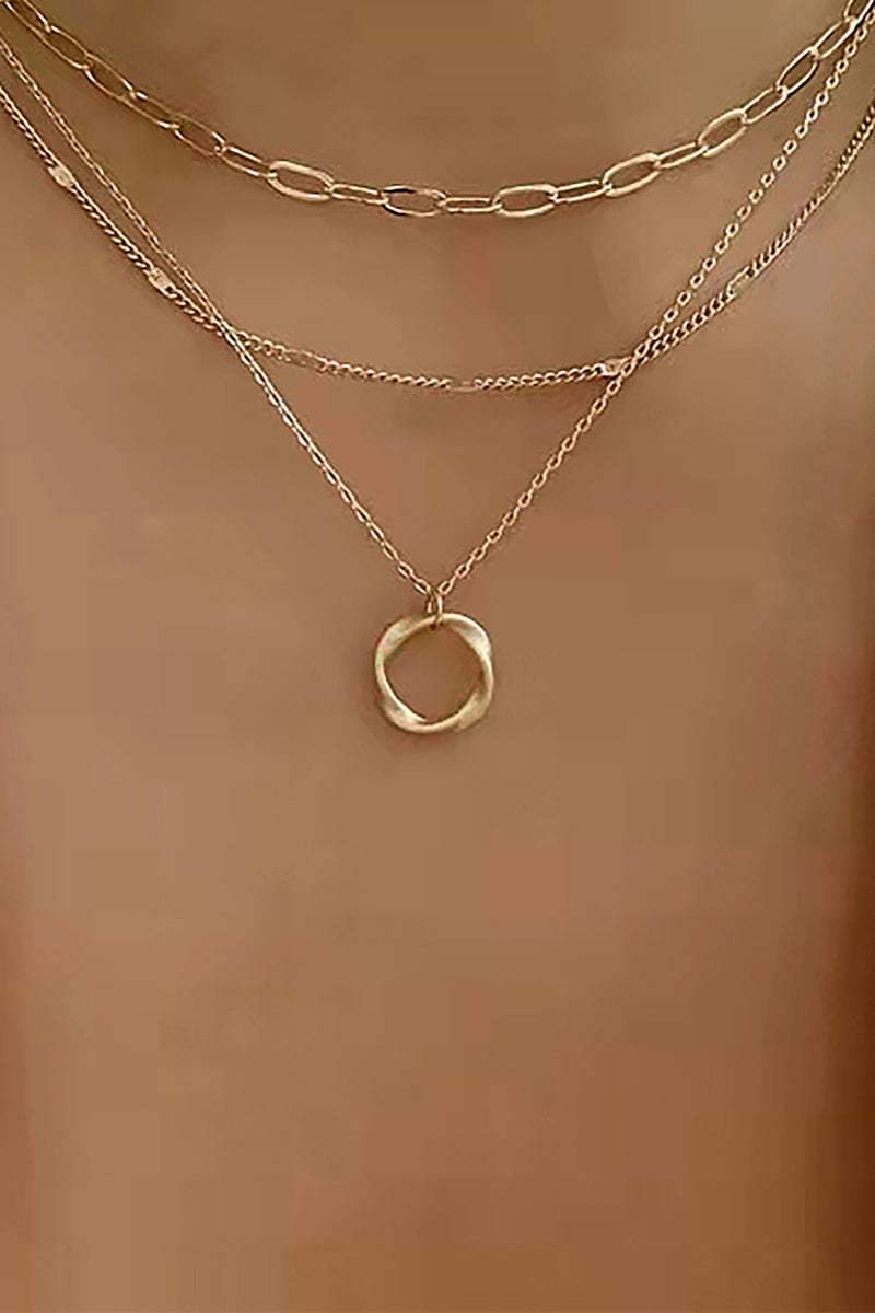 Mobius Strip Pendants Alloy Layered Necklace-Gold