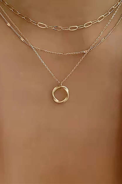 Mobius Strip Pendants Alloy Layered Necklace-Gold