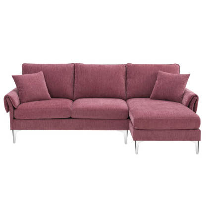 Modern L-Shaped Convertible Sectional Sofa with Reversible Chaise and 2 Pillows