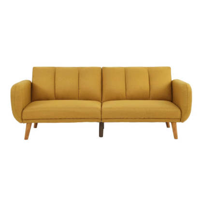 Convertible Sofa Bed Modern Upholstered Futon with Adjustable Backrest and Wooden Legs