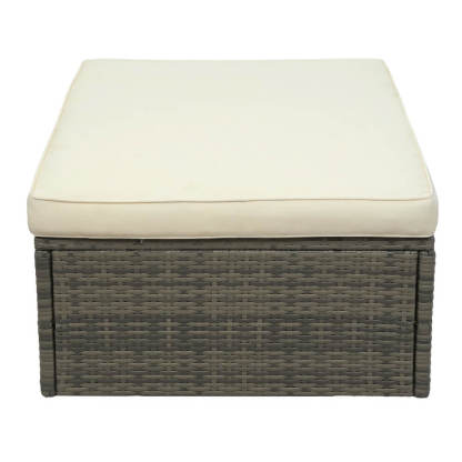 5 Piece Outdoor Patio Wicker Sofa Set with Adjustable Backrest Cushions Ottomans and Coffee Table
