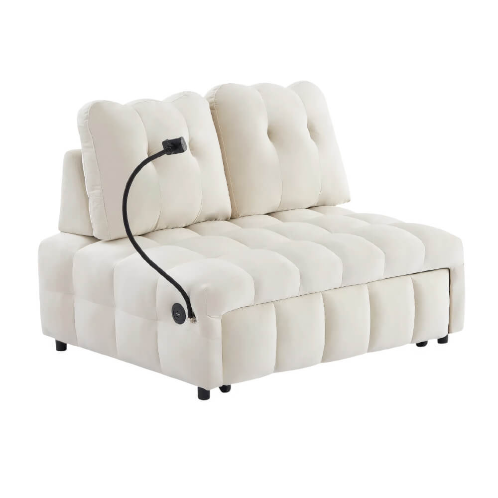 Convertible Sleeper Sofa Bed Couch with Pull Out Sofa Bed USB Ports Swivel Phone Stand