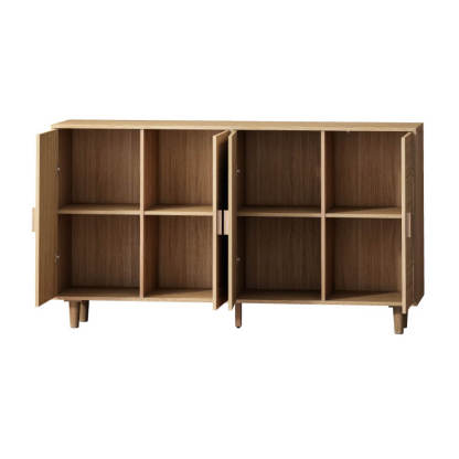 Elegant 4 Doors Rattan Storage Cabinet with Shelves Modern Sideboard for Living Room