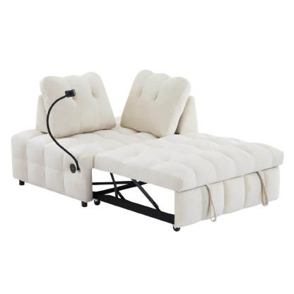Convertible Sleeper Sofa Bed Couch with Pull Out Sofa Bed USB Ports Swivel Phone Stand