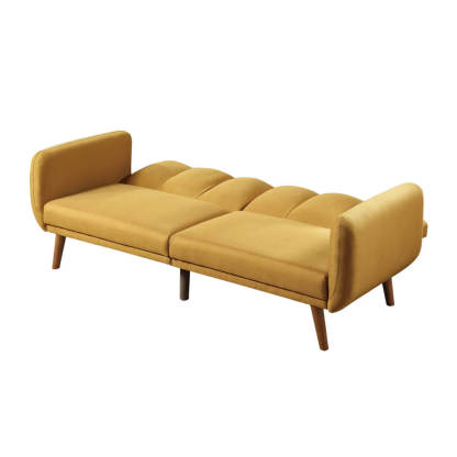 Convertible Sofa Bed Modern Upholstered Futon with Adjustable Backrest and Wooden Legs