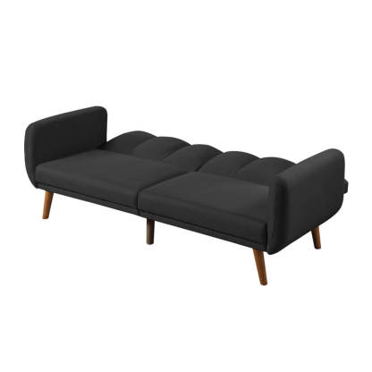 Convertible Sofa Bed Modern Upholstered Futon with Adjustable Backrest and Wooden Legs
