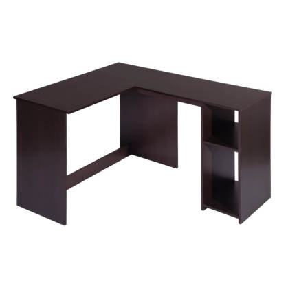 L-Shaped Corner Computer Desk with Storage Shelves Hutches Oak Home Office Workstation