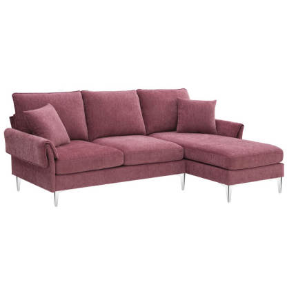 Modern L-Shaped Convertible Sectional Sofa with Reversible Chaise and 2 Pillows