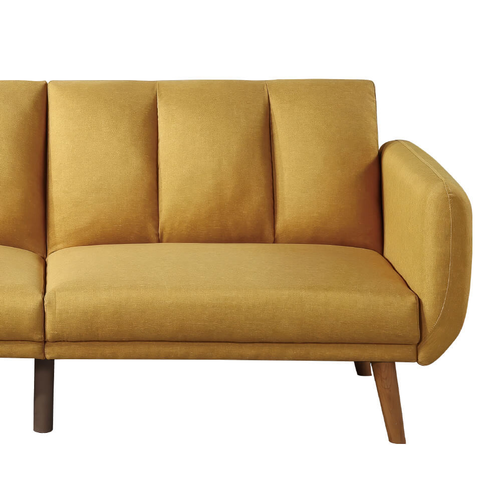 Convertible Sofa Bed Modern Upholstered Futon with Adjustable Backrest and Wooden Legs