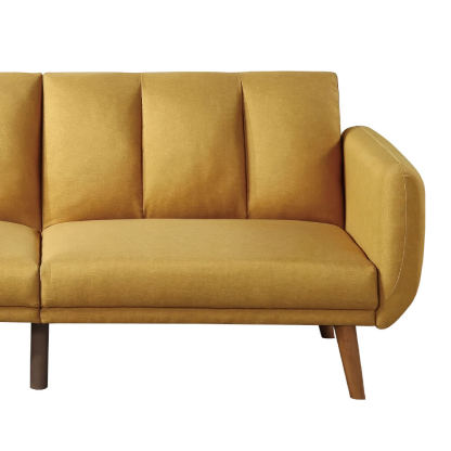 Convertible Sofa Bed Modern Upholstered Futon with Adjustable Backrest and Wooden Legs