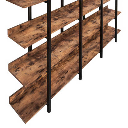 5-Tier Vintage Industrial Bookcase with Metal Frame Tall Open Storage for Home Office