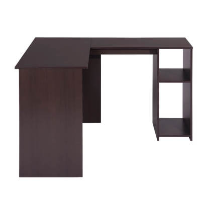 L-Shaped Corner Computer Desk with Storage Shelves Hutches Oak Home Office Workstation