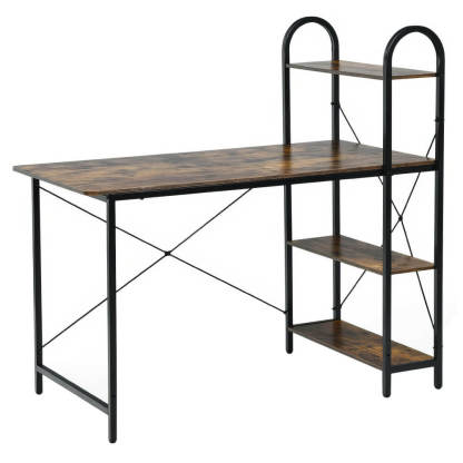 48 Inch Reversible Computer Desk with 4-Tier Open Storage Shelf for Home Office Study