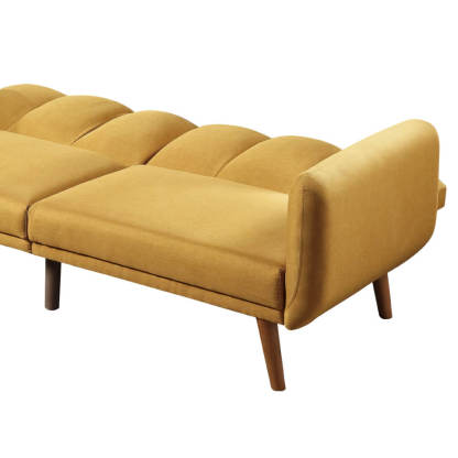 Convertible Sofa Bed Modern Upholstered Futon with Adjustable Backrest and Wooden Legs