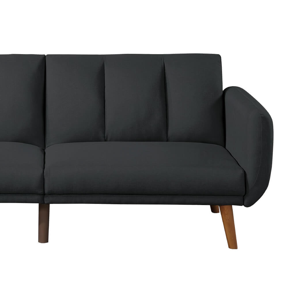 Convertible Sofa Bed Modern Upholstered Futon with Adjustable Backrest and Wooden Legs