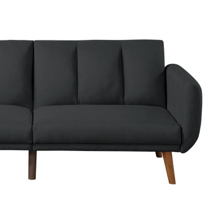 Convertible Sofa Bed Modern Upholstered Futon with Adjustable Backrest and Wooden Legs