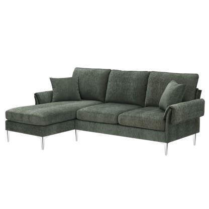 Modern L-Shaped Convertible Sectional Sofa with Reversible Chaise and 2 Pillows