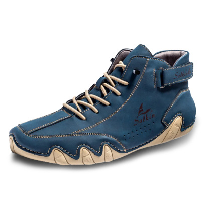 Salkin Azure - Ailongcity® Artisan High-Tops: Handcrafted Leather Design for Bold Urban Sophistication